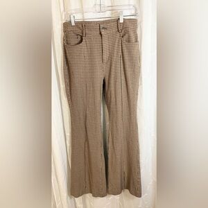 LOFT Brown, Black, & Cream Checkered Houndstooth Flare Pants | Size 6 (curvy 🍑)